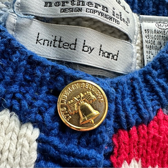 VTG American Flag Political Election USA Election Knit Cardigan Sweater Medium - Picture 4 of 12